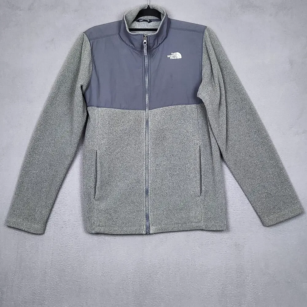 NORTH FACE Jacket Youth XL 18/20 Gray Full Zip Fleece Outdoor Layer NF0A4P9Q DYY